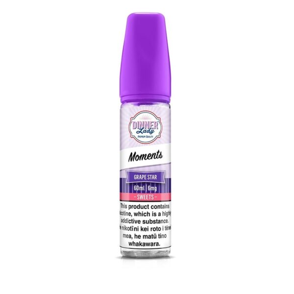 Uygun fiyatlı Dinner Lady Grape Star salt nikotin likiti, pod cihazlarda ferahlatıcı ve yoğun üzüm tadı sunar.