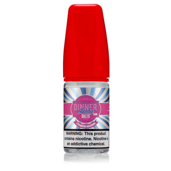 Uygun fiyatıyla çilek ve bademli makaron lezzetini birleştiren Dinner Lady Strawberry Macaron salt nikotin likiti.