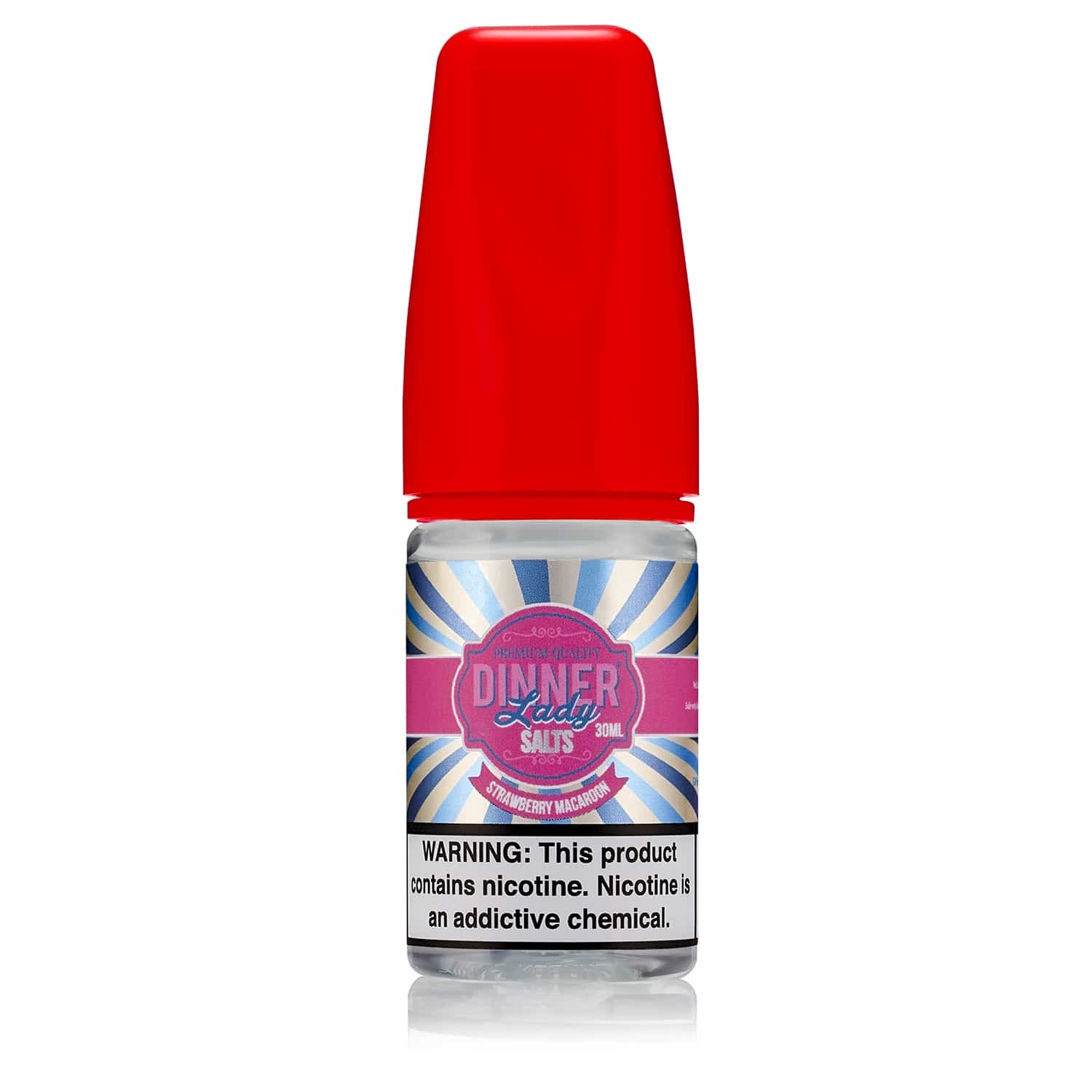 Dinner Lady Strawberry Macaron Salt Likit Uygun fiyatıyla çilek ve bademli makaron lezzetini birleştiren Dinner Lady Strawberry Macaron salt nikotin likiti.