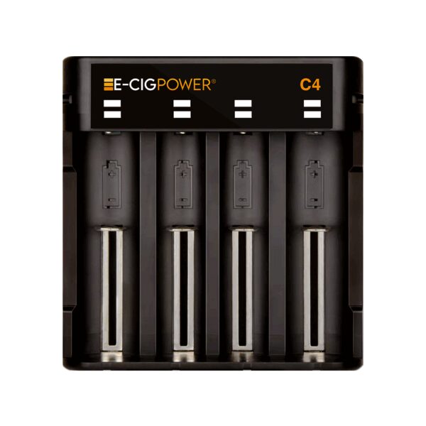 E-Cig Power C4 ile dört pili hızlı şarj edin, salt nikotin için uygun fiyatlı taşınabilir çözüm.