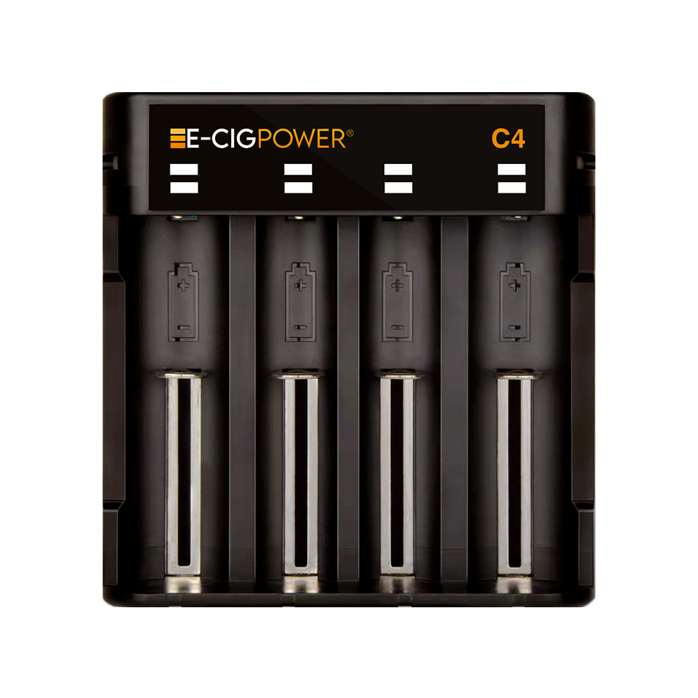 E-Cig Power C4 Şarj Cihazı E-Cig Power C4 ile dört pili hızlı şarj edin, salt nikotin için uygun fiyatlı taşınabilir çözüm.