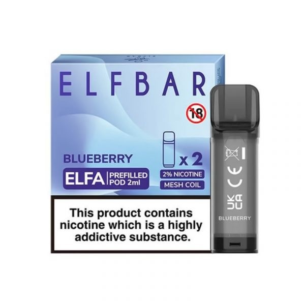 Elf Bar Elfa Blueberry Pod Kartuş 4ml Uygun fiyatıyla 4ml taze yaban mersini aromalı salt nikotin e-sıvısı dolu Elfa Blueberry Pod Kartuş.