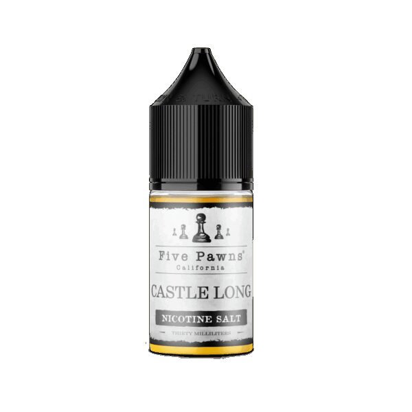 Uygun fiyatlı salt nikotin likit Five Pawns Castle Long 30ml, viski, hindistan cevizi ve vanilya notalarını sunar.