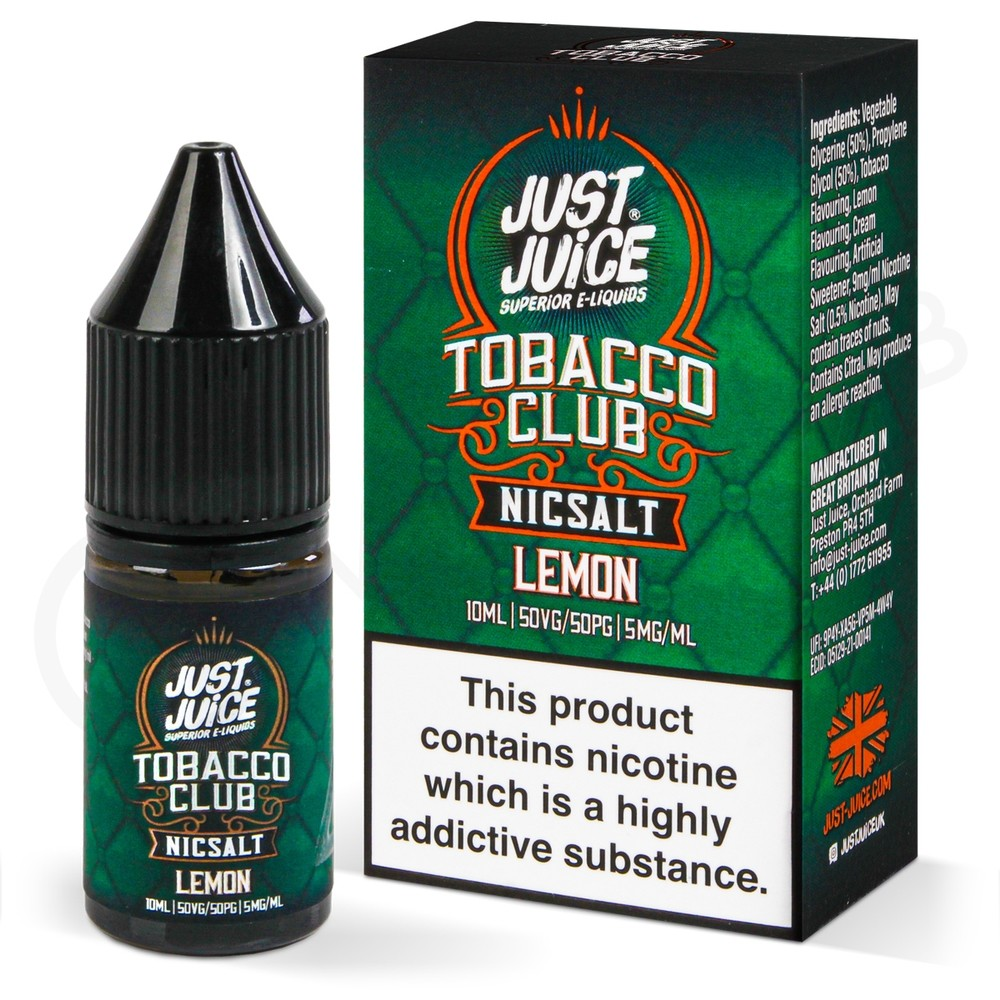 Just Juice Tobacco Club Lemon Likit Ferah limon aromalı bu salt nikotin likiti, pod sistemler için uygun fiyatlı bir seçenek sunar.