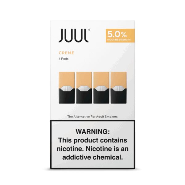 Uygun fiyatlı Juul Creme 5% salt nikotin e-sıvısı, zengin krema aroması ve yoğun buharıyla keyif sunar.