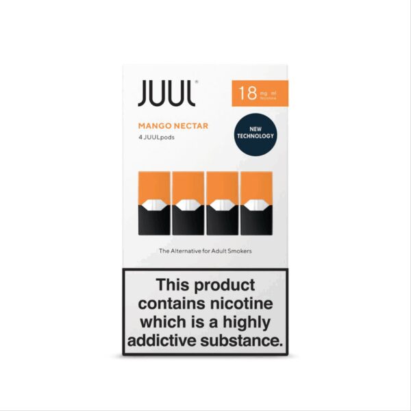 Uygun fiyatıyla yoğun mango lezzeti sunan Juul kartuş, 18 mg salt nikotin içerir.