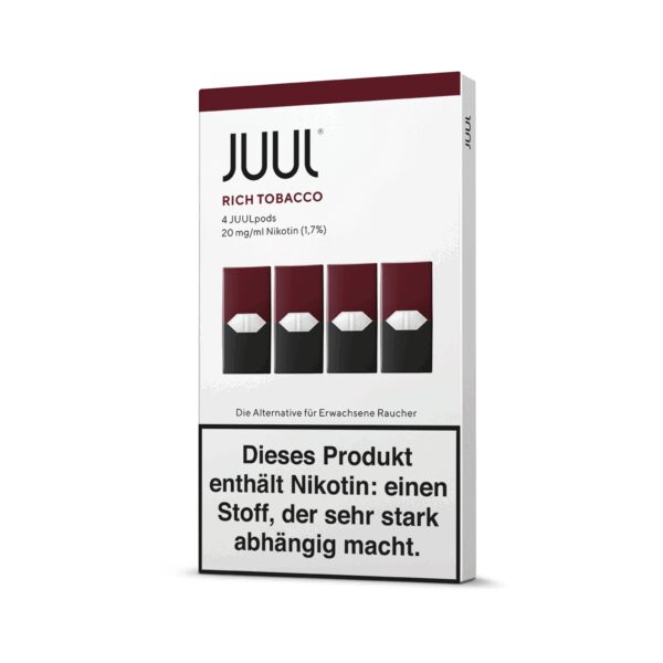 Cebinize uygun fiyatlı Juul Rich Tobacco %1.7, yoğun tütün tadı ve salt nikotinle dolu pod seçeneği.
