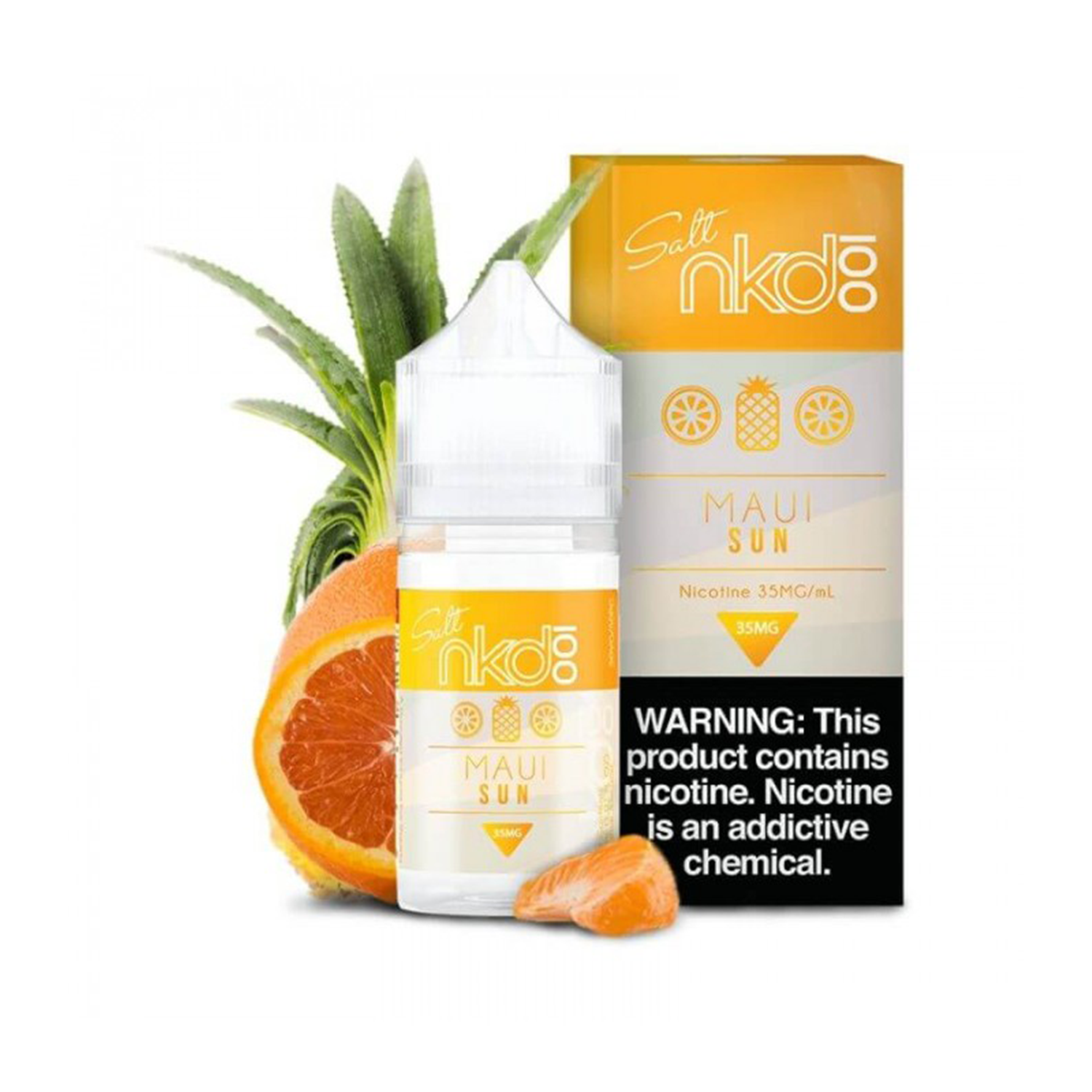 Naked Maui Sun Salt Likit 30ml Uygun fiyatlı Naked Maui Sun 30ml salt likit, mango ve ananasın tropik uyumuyla kaliteli bir salt nikotin deneyimi sunar.