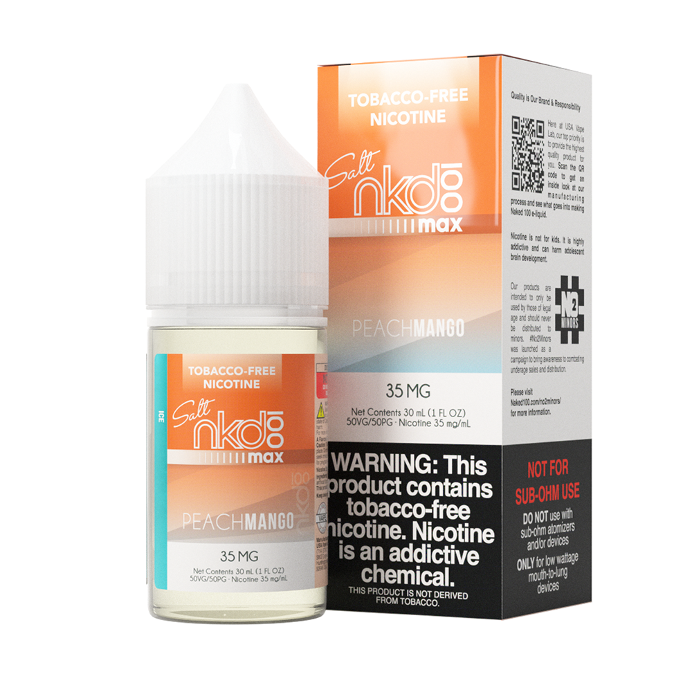Naked Peach Mango Ice Salt Likit Naked Peach Mango Ice salt nikotin likiti, uygun fiyatıyla şeftali ve mango aromalarının buz serinliğinde buluştuğu keyifli bir içim sunar.