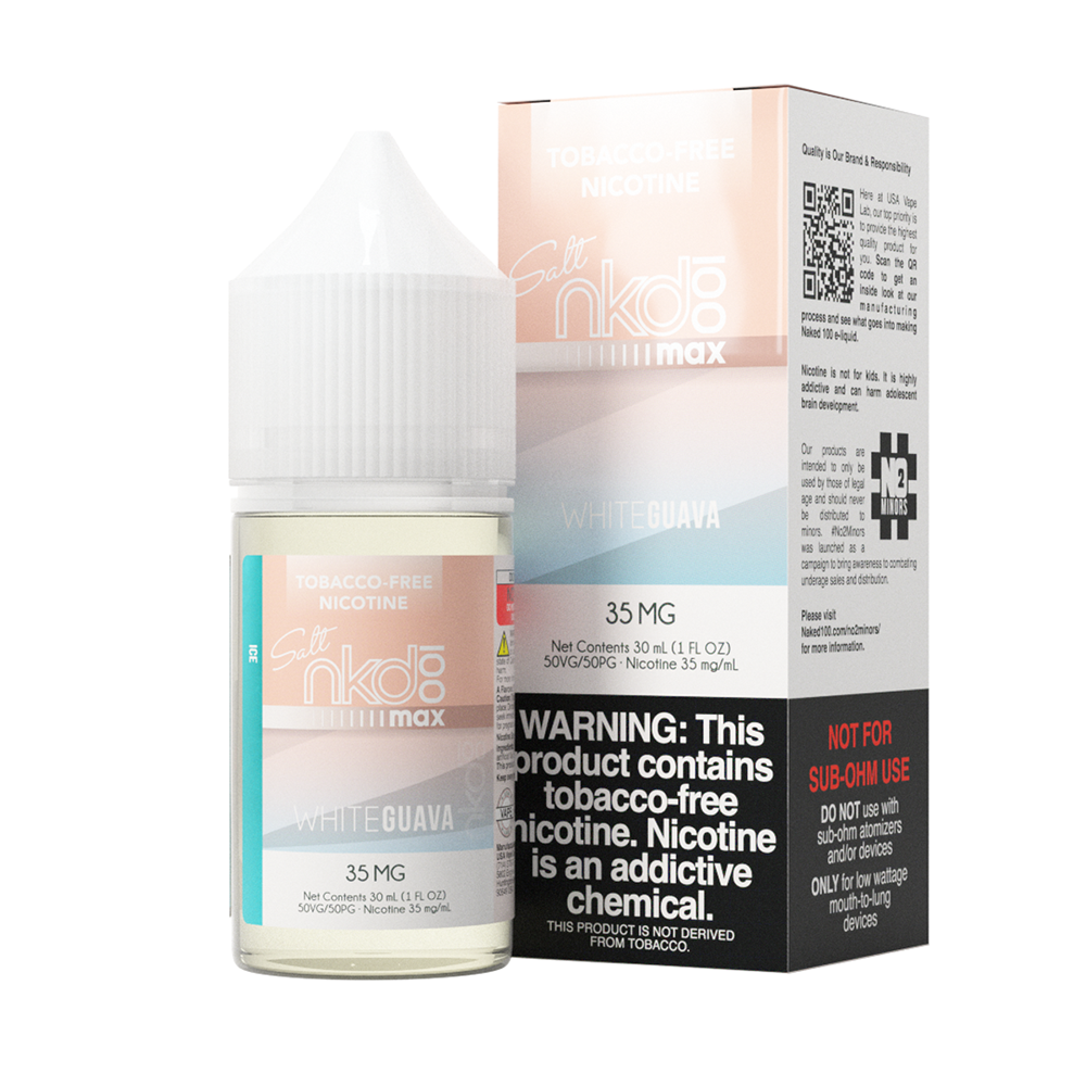 Naked White Guava Ice Salt Likit Uygun fiyatlı Naked White Guava Ice salt nikotin likiti, beyaz guava ve buz ferahlığını birleştirir.