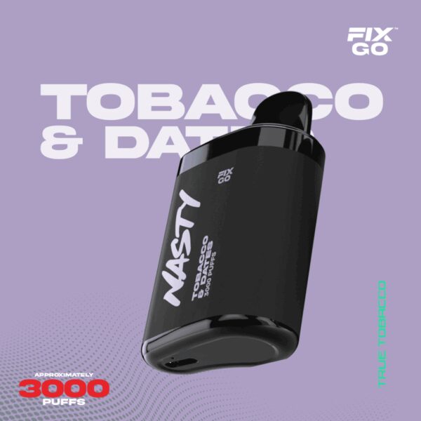 Uygun fiyatlı Nasty Fix Go 3000 Tobacco & Dates kullan-at vape bar, tütün ve hurma uyumuyla uzun süreli salt nikotin keyfi sunar.