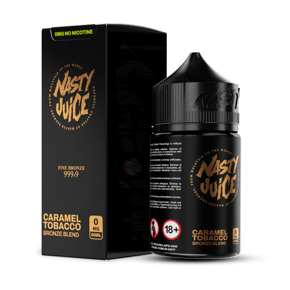Nasty Juice Bronze Blend Karamel Tütün Likit Karamel ve tütünün uyumlu buluşmasını zengin aromasıyla uygun fiyatla sunan salt nikotin likiti.