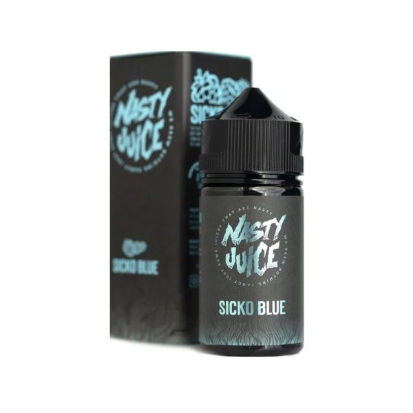 Nasty Juice Sicko Blue likit, ferah yaban mersini ve narenciye aromalarıyla zengin buhar deneyimi sunan uygun fiyatlı salt nikotin seçeneği.