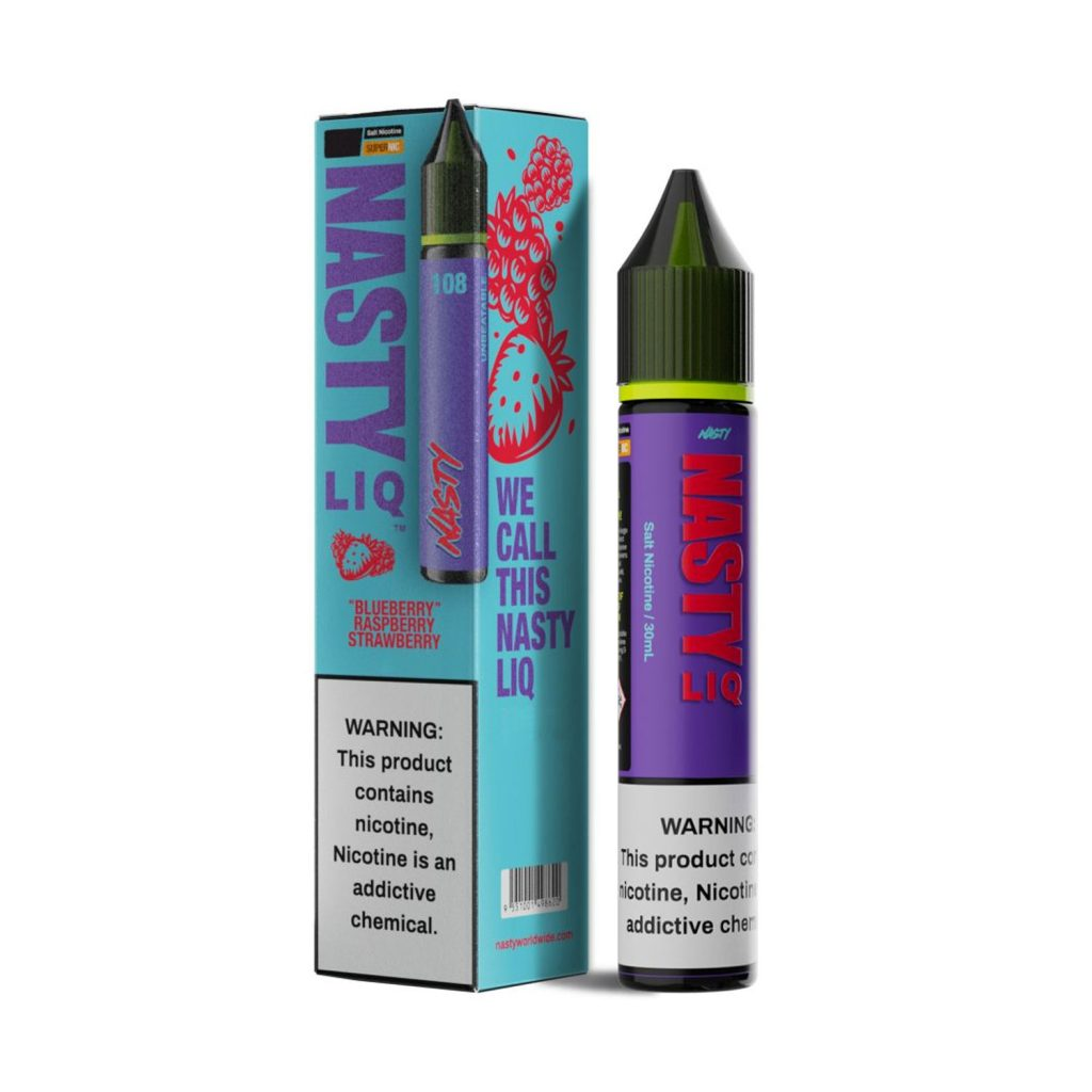 Nasty Liq Blueberry Raspberry Strawberry Likit Uygun fiyatlı salt nikotinli Nasty Liq likiti, yaban mersini, ahududu ve çileğin ferahlatıcı uyumunu sunar.