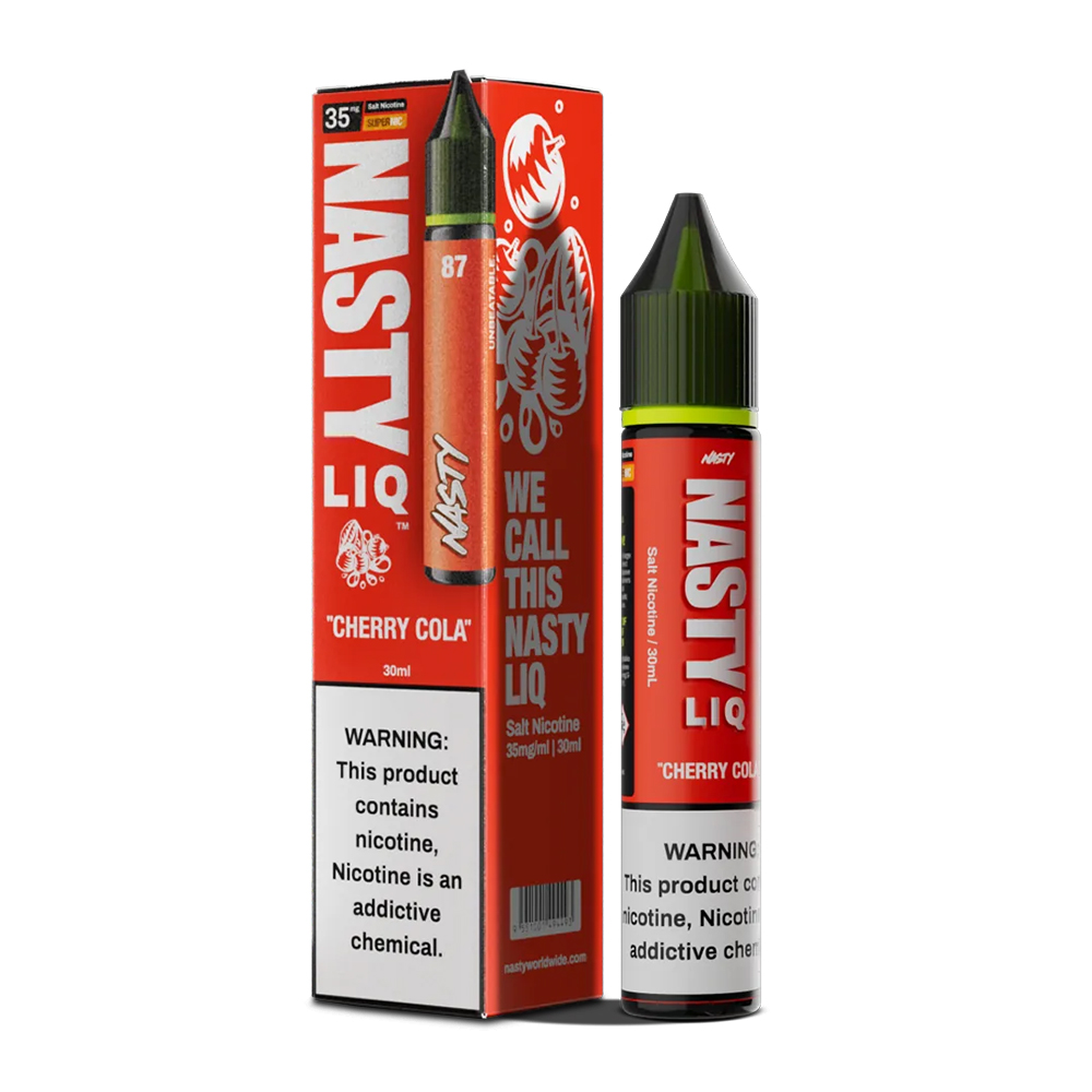 Nasty Liq Cherry Cola Salt Likit Uygun fiyatıyla vişne ve kola aromalarının ferahlatıcı salt nikotin deneyimi.