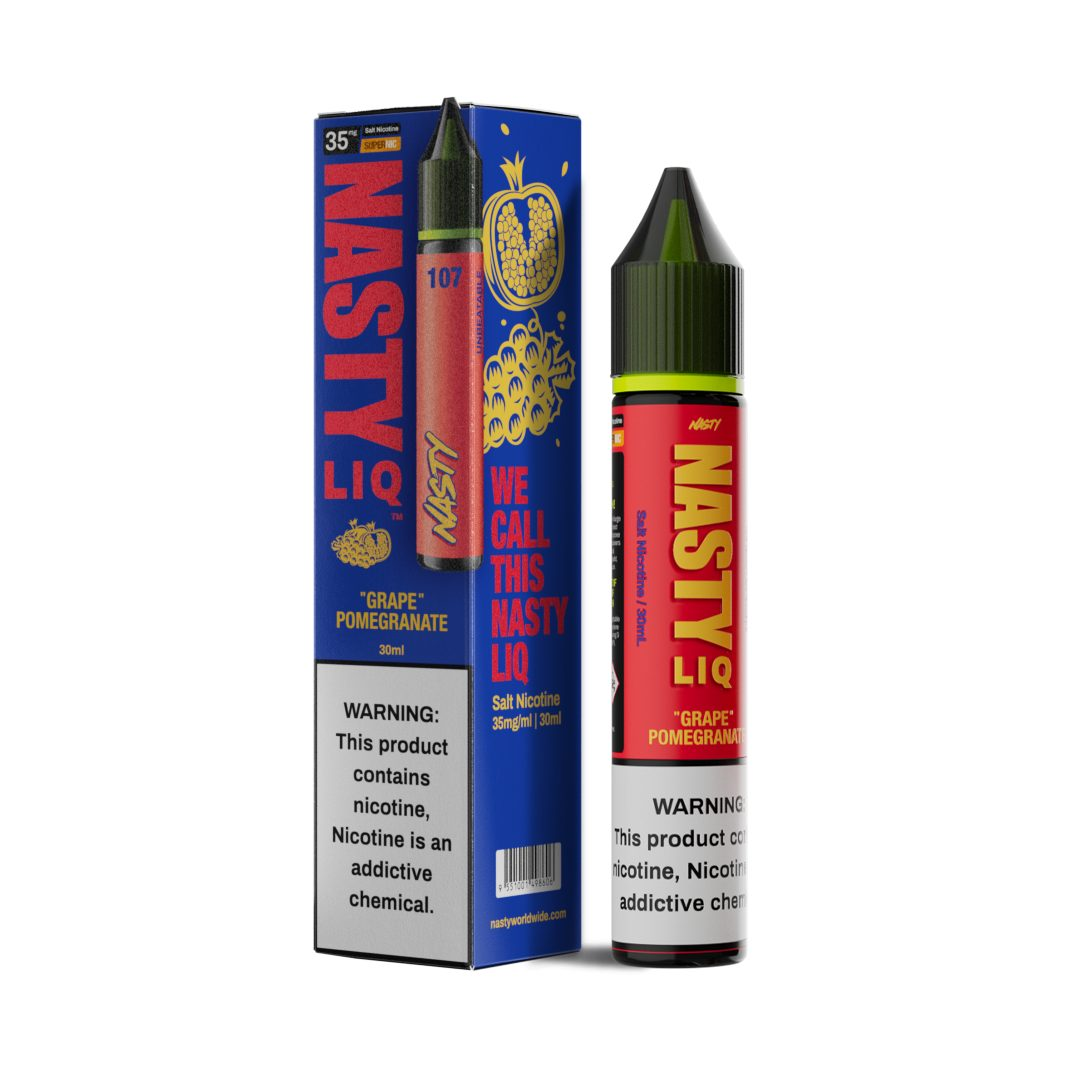 Nasty Liq Grape Pomegranate Likit Ferahlatıcı üzüm ve nar aromalı Nasty Liq likit, yoğun buhar ve uygun fiyat avantajıyla salt nikotin keyfi sunar.