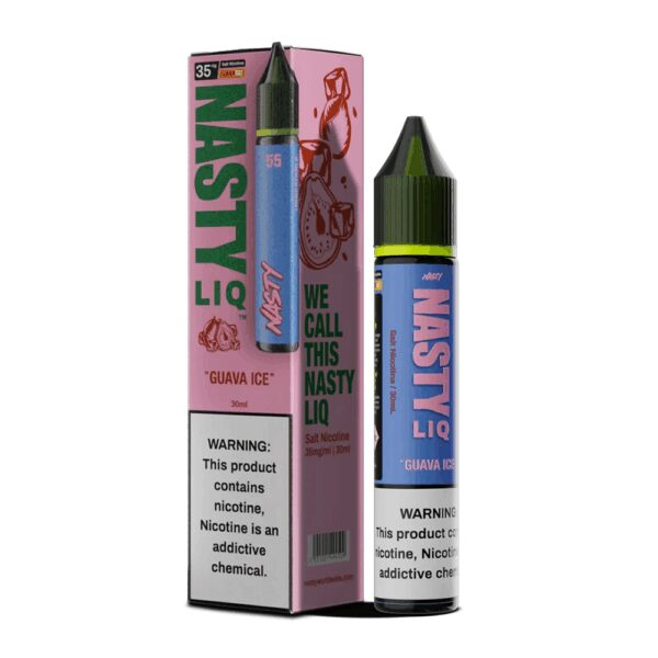 Uygun fiyatıyla ferah guava aroması ve buz etkisi sunan Nasty Liq Guava Ice salt nikotin likiti.