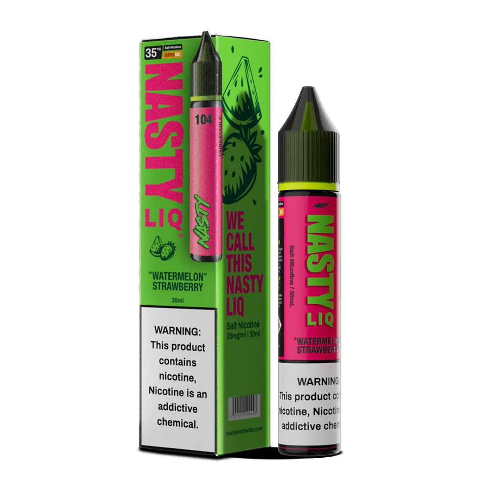 Nasty Liq Watermelon Strawberry Salt Likit Ferahlatıcı Lezzet Taze karpuz ve olgun çilek aromalarıyla ferahlatıcı salt nikotin likit, uygun fiyatıyla pod cihazlarınızda yoğun buhar sunar.
