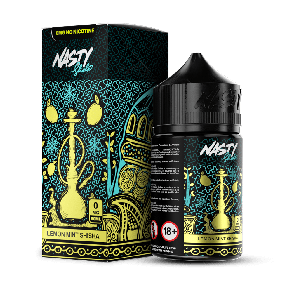 Nasty Shisha Lemon Mint Likit Yoğun limon ve ferah nane aromalı Nasty Shisha Lemon Mint salt nikotin likiti uygun fiyatıyla keyfinize keyif katar.