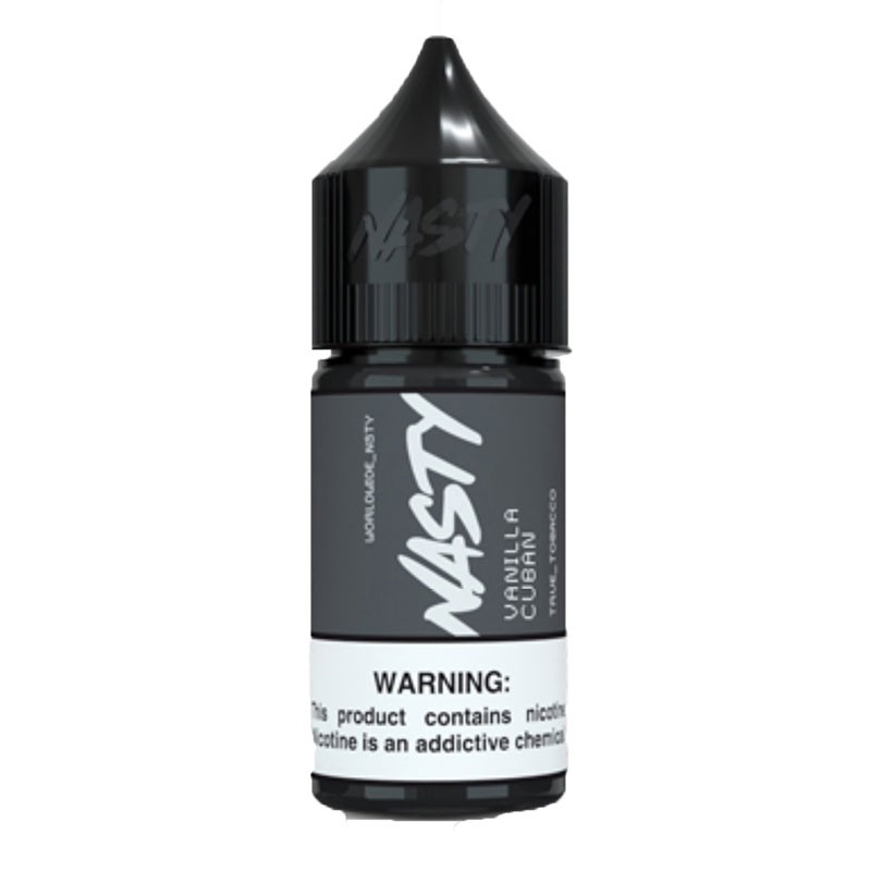 Nasty Vanilla Cuban Salt Likit Uygun fiyatlı Nasty Vanilla Cuban salt nikotin likit, yoğun vanilya ve tütün harmanıyla premium buhar keyfi sunar.