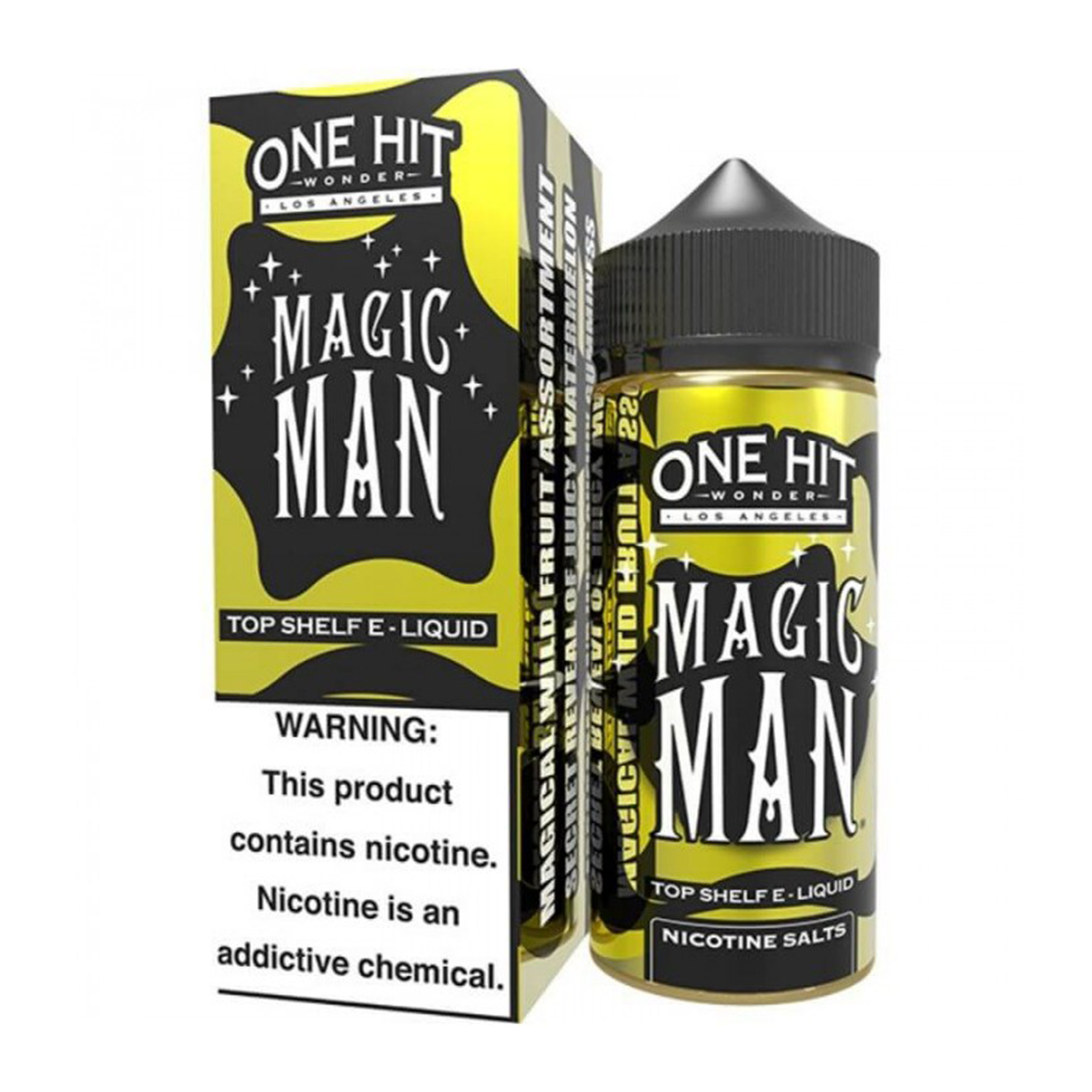 One Hit Wonder Magic Man 100ml Ferah nane aromalı Magic Man 100ml e-likit, yoğun buhar ve uzun ömürlü salt nikotin ile uygun fiyat sunuyor.