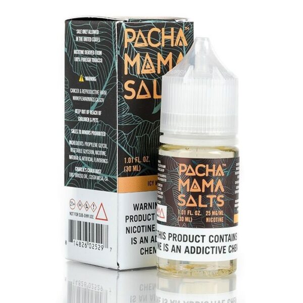 Uygun fiyatlı salt nikotin ile buz gibi mango lezzetini bir arada sunan Pachamama Icy Mango.