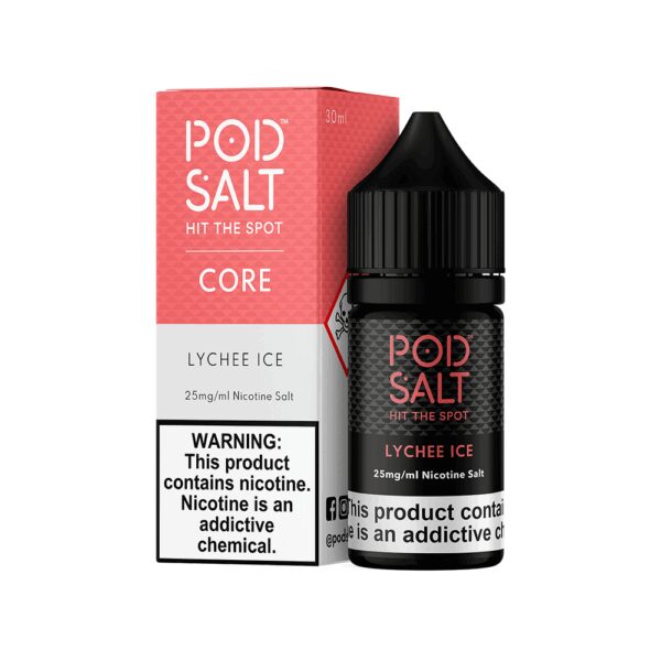 Uygun fiyatlı Pod Salt Lychee Ice, taze liçi aromasını buz ferahlığı ve yüksek salt nikotin ile sunar.