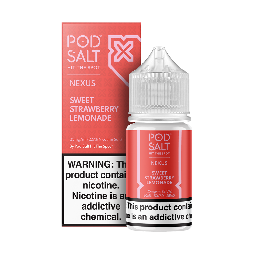 Pod Salt Sweet Strawberry Lemonade Tatlı çilek ve ferah limonata aromalı salt likit, uygun fiyatıyla yoğun buhar ve dengeli nikotin sağlar.