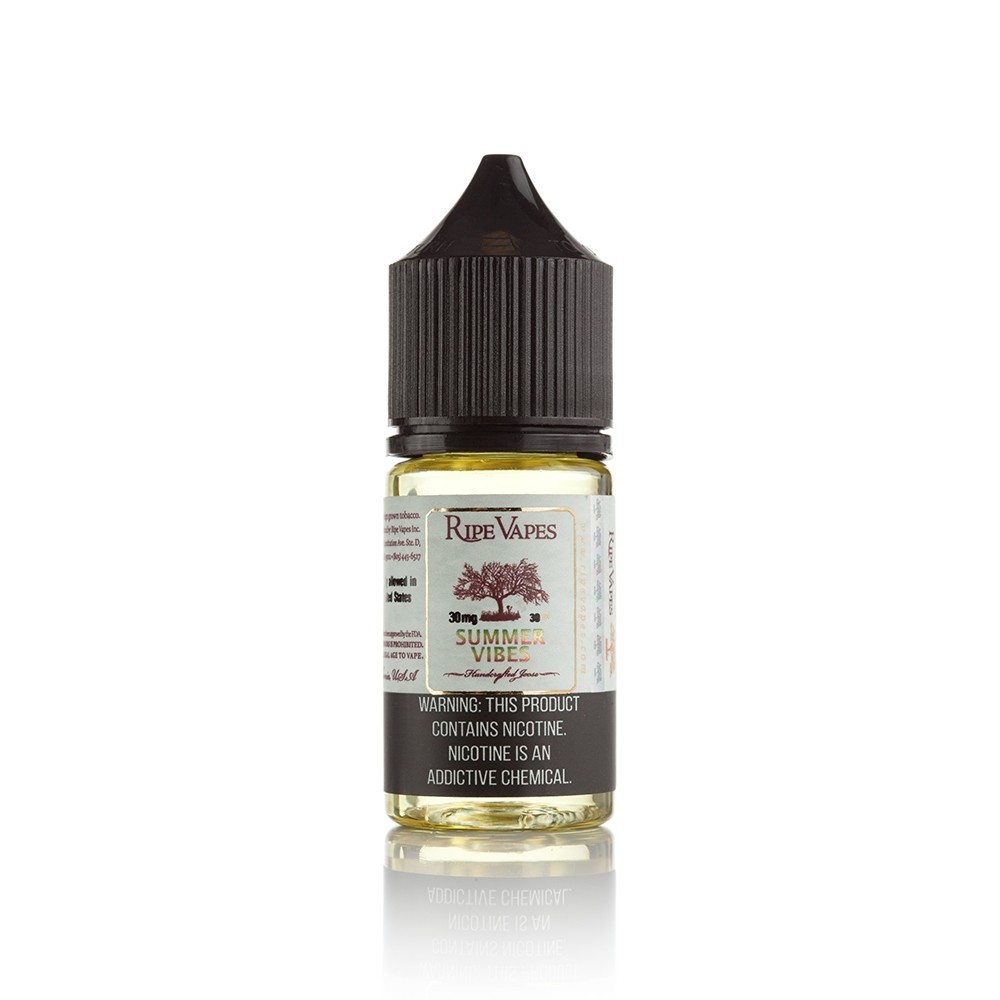 Ripe Vapes Summer Vibes 30ml Ferah meyve karışımı ve yüksek salt nikotin sunan Ripe Vapes Summer Vibes 30ml, uygun fiyatlı bir seçenek.