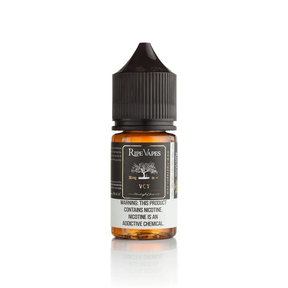 Ripe Vapes VCT Black Salt Likit 30ml Tütün Uygun fiyatlı Ripe Vapes VCT Black Salt Likit 30ml, tütün ve vanilya karamel notalarıyla yoğun bir salt nikotin deneyimi sunar.