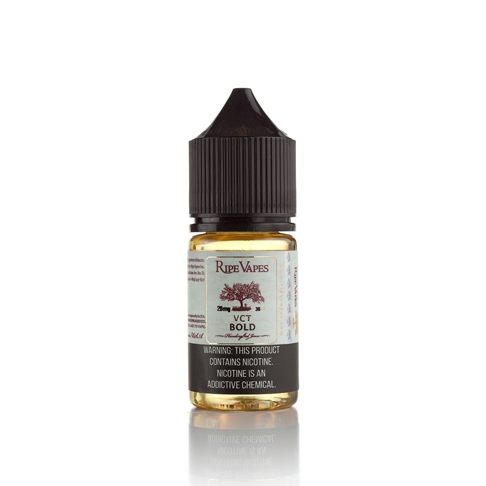 Ripe Vapes VCT Bold Salt Likit 30ml Tütün Uygun fiyatlı Ripe Vapes VCT Bold salt nikotin likit 30ml, vanilya karamel ve tütün notalarıyla zengin bir lezzet sunar.