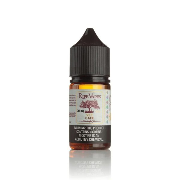 Ripe Vapes VCT Cafe 30ml salt nikotin likit, tütün vanilya karamel ve kahve aromalarıyla uygun fiyatlı premium lezzet sunar.