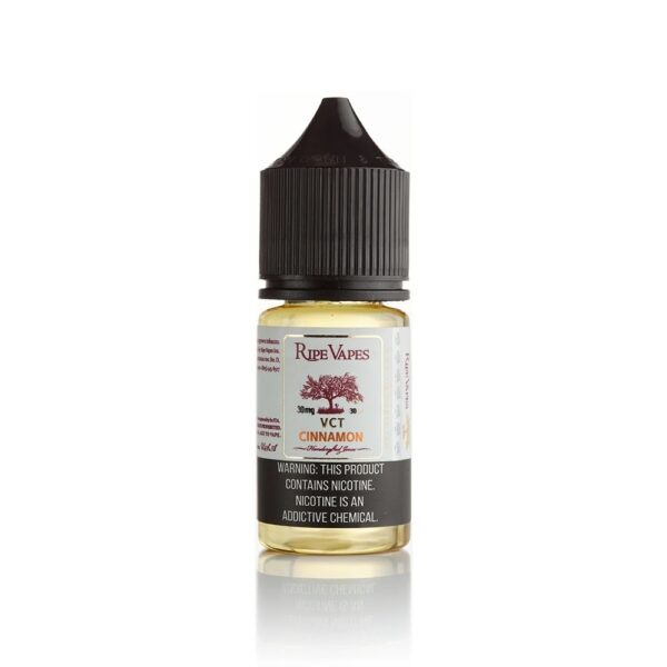 Uygun fiyatlı Ripe Vapes VCT Cinnamon Salt Likit 30ml, vanilya ve tarçınla zengin bir salt nikotin deneyimi sunar.
