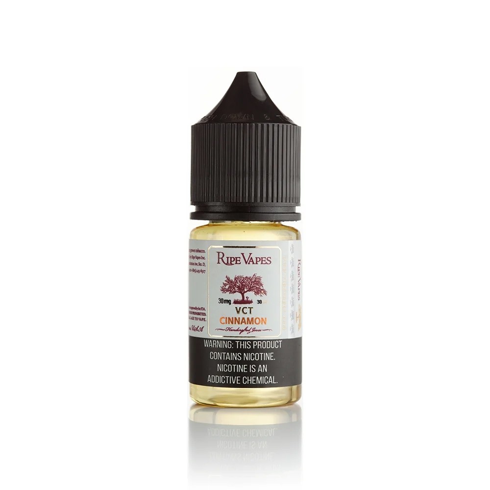Ripe Vapes VCT Cinnamon Salt Likit 30ml Vanilya Uygun fiyatlı Ripe Vapes VCT Cinnamon Salt Likit 30ml, vanilya ve tarçınla zengin bir salt nikotin deneyimi sunar.