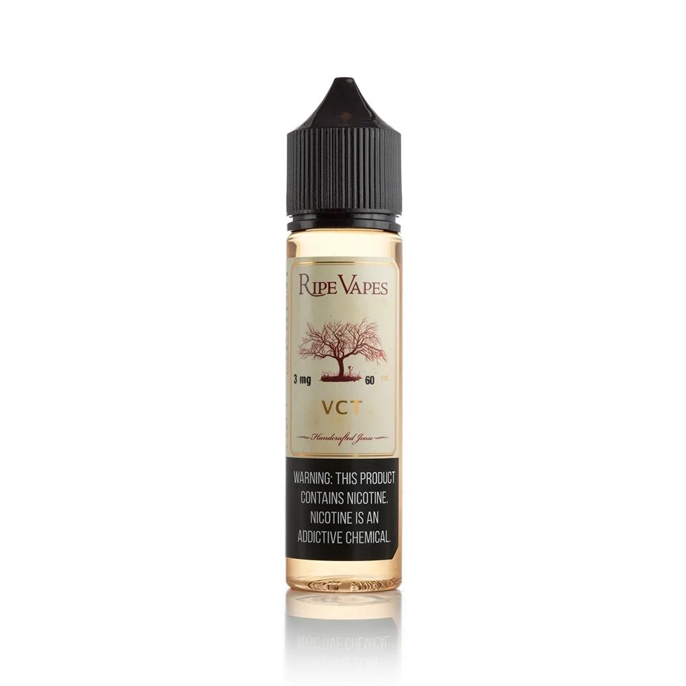 Ripe Vapes VCT 60ml Premium Likit Ripe Vapes VCT 60ml likit, vanilya ve karamel tütün lezzetiyle salt nikotin buhar keyfi sunar, uygun fiyatı kaçırmayın.