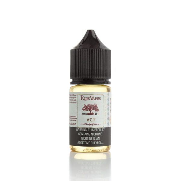 Ripe Vapes VCT salt likit, tütün vanilya karamel lezzetiyle 30ml premium salt nikotin deneyimi için uygun fiyatlı seçenek.
