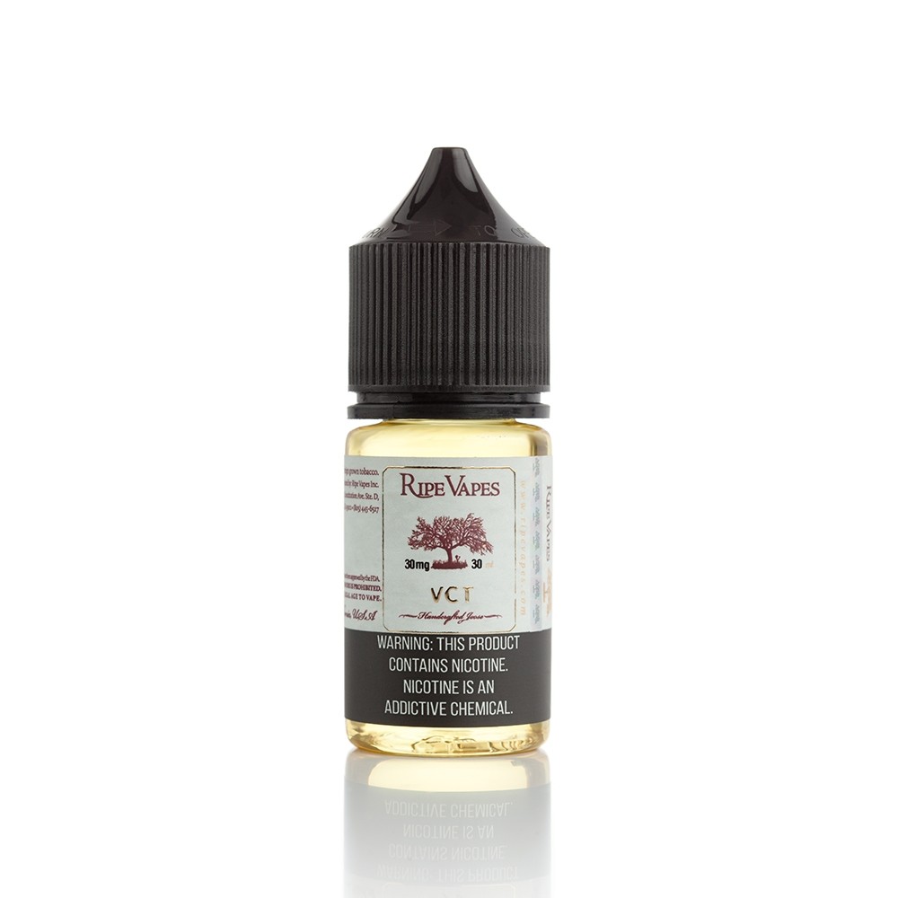 Ripe Vapes VCT 30ml Premium Salt Ripe Vapes VCT salt likit, tütün vanilya karamel lezzetiyle 30ml premium salt nikotin deneyimi için uygun fiyatlı seçenek.