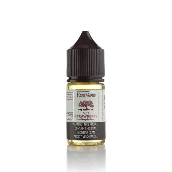 Çilek ve vanilyalı krema aromalı Ripe Vapes VCT Strawberry salt nikotin likiti, uygun fiyatıyla premium tatlı içim sunar.