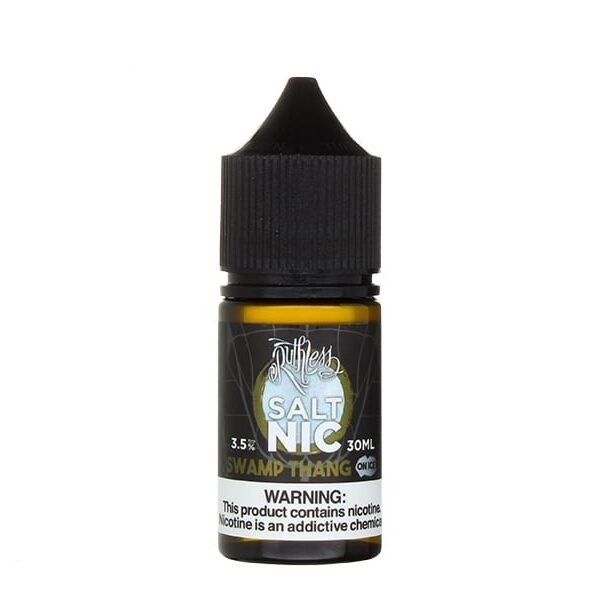 Ruthless Swamp Thang on Ice 30ml, tatlı meyve ve nane serinliğini uygun fiyatla yüksek salt nikotin konsantrasyonunda sunar.