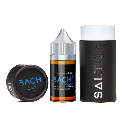 Uygun fiyatlı Saltica Bach Salt Likit ile kırmızı elma, çilek, fıstık ezmesi, karamel ve muzun eşsiz salt nikotin uyumunu keşfedin.