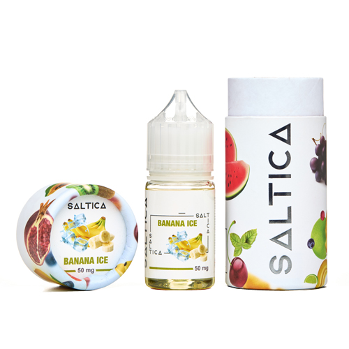 Saltica Banana Ice salt nikotin likiti, olgun muz ve ferahlatıcı buz etkisini uygun fiyatla birleştirir.