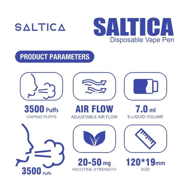 Uygun fiyatlı Saltica Blueberry Ice kullan at vape pen, ferahlatıcı yaban mersini ve buz aromasıyla salt nikotin sunar.