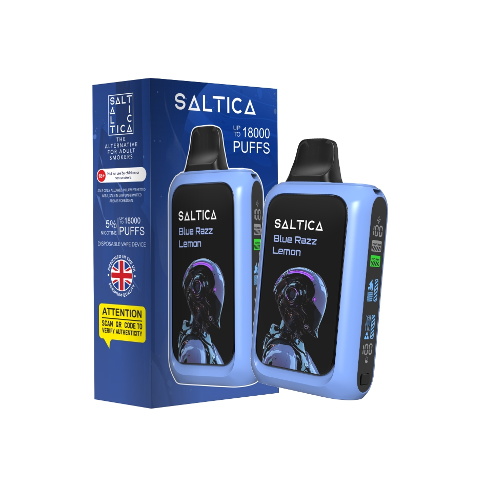 Saltica Cyber 18000 Blue Razz Lemon 18.000 pufluk Saltica Cyber Blue Razz Lemon, ferah yaban mersini ve limon aromalarını uygun fiyata sunar.