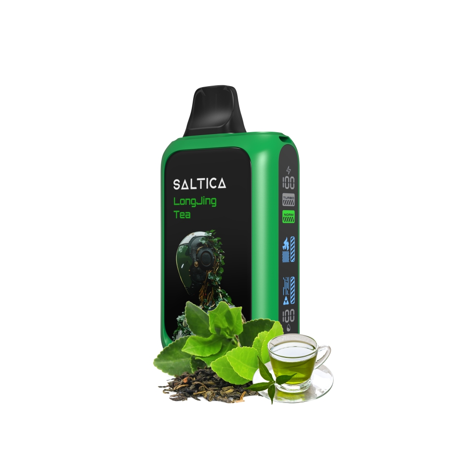 Saltica Cyber 18000 Longjing Çay Uygun fiyatlı Saltica Cyber 18000 puf, Longjing çayı aromasıyla uzun ömürlü salt nikotin deneyimi sunar.