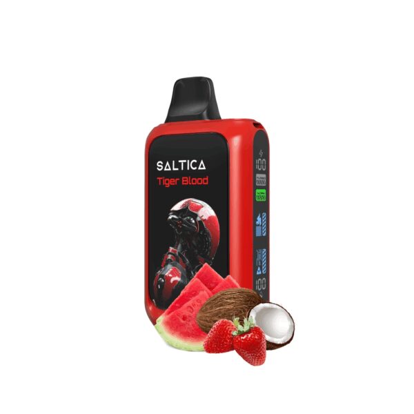 Uygun fiyatlı Saltica Cyber 18000 Tiger Blood kullan-at vape bar, uzun süreli tropikal lezzet ve salt nikotin sunar.
