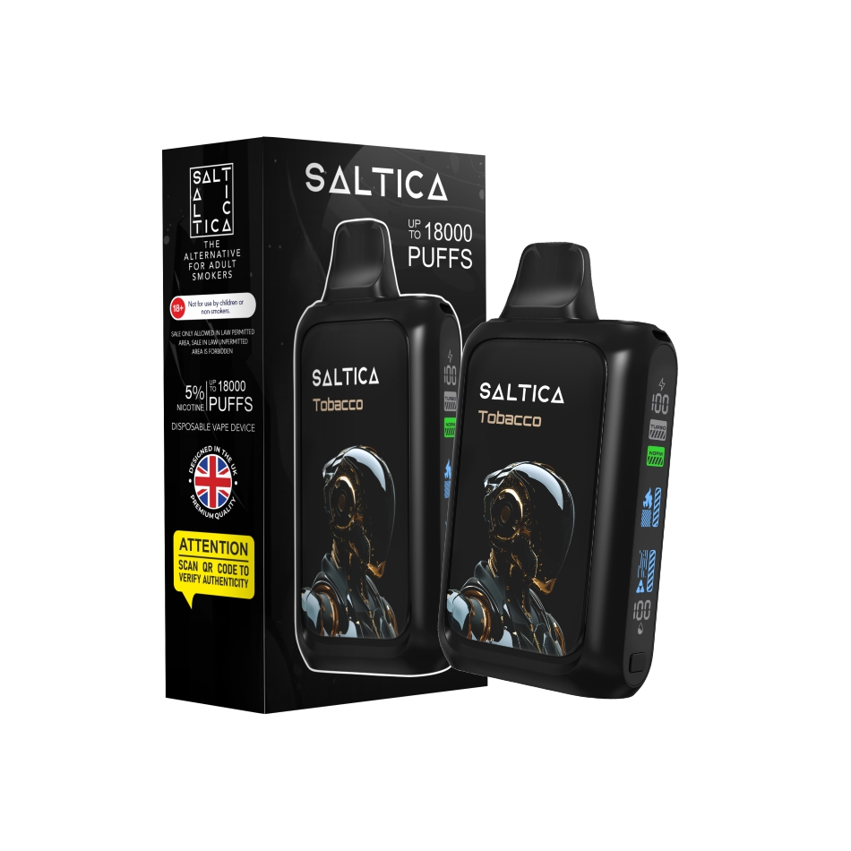 Saltica Cyber 18000 Tobacco Uzun ömürlü tütün keyfi ve doyurucu aromasıyla pratik kullanım sunan bu vape bar uygun fiyatlıdır.