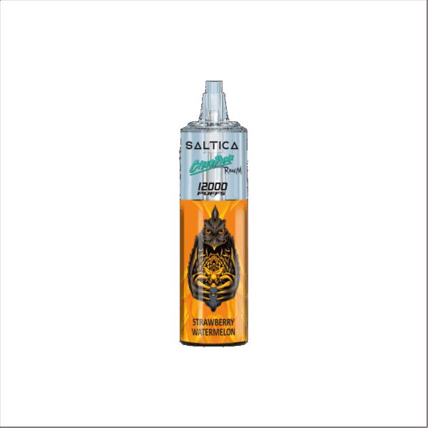 Uygun fiyatlı Saltica Cyberpunk 12000, ferah çilek ve tatlı karpuz aromalı salt nikotin kullan at vape bardır.