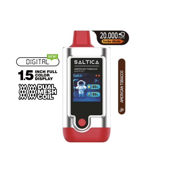 Uygun fiyatlı Saltica Digital 20000 American Tobacco, uzun ömürlü salt nikotin keyfi sunar.