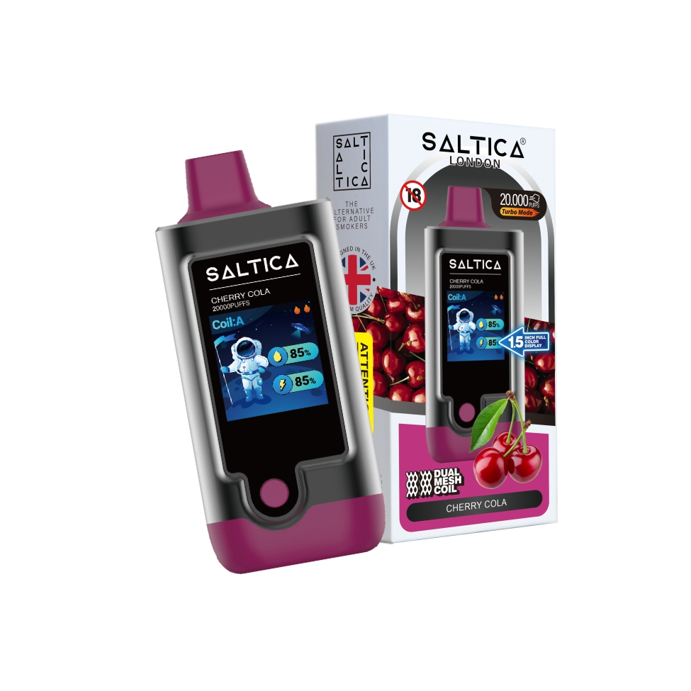 Saltica Digital 20000 Cherry Cola 20 bin pufluk taze kiraz kola aromalı Saltica Digital kullan-at vape bar, uygun fiyatıyla salt nikotin sunar.