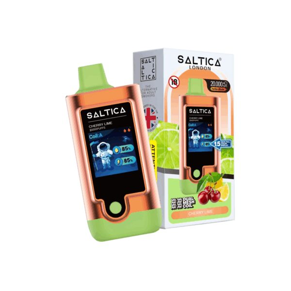 Saltica Digital 20000 puf kullan-at vape bar, ferahlatıcı kiraz-lime aroması ve uygun fiyatıyla yoğun buhar keyfi sunar.